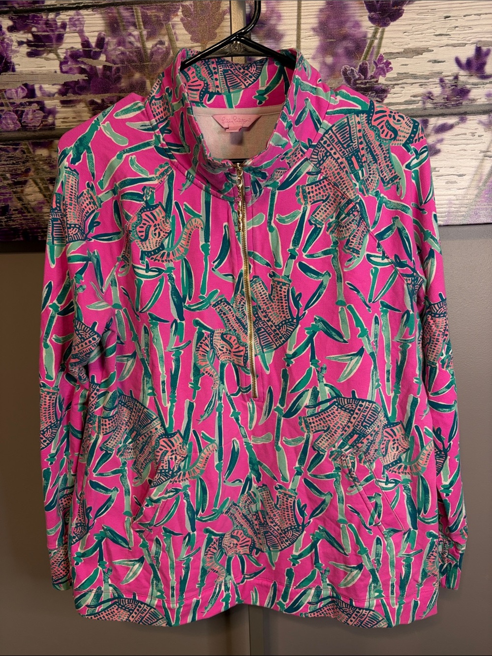 Lilly Pulitzer Skipper Popover Mandevilla Pink Extra Lucky Elephants Size L